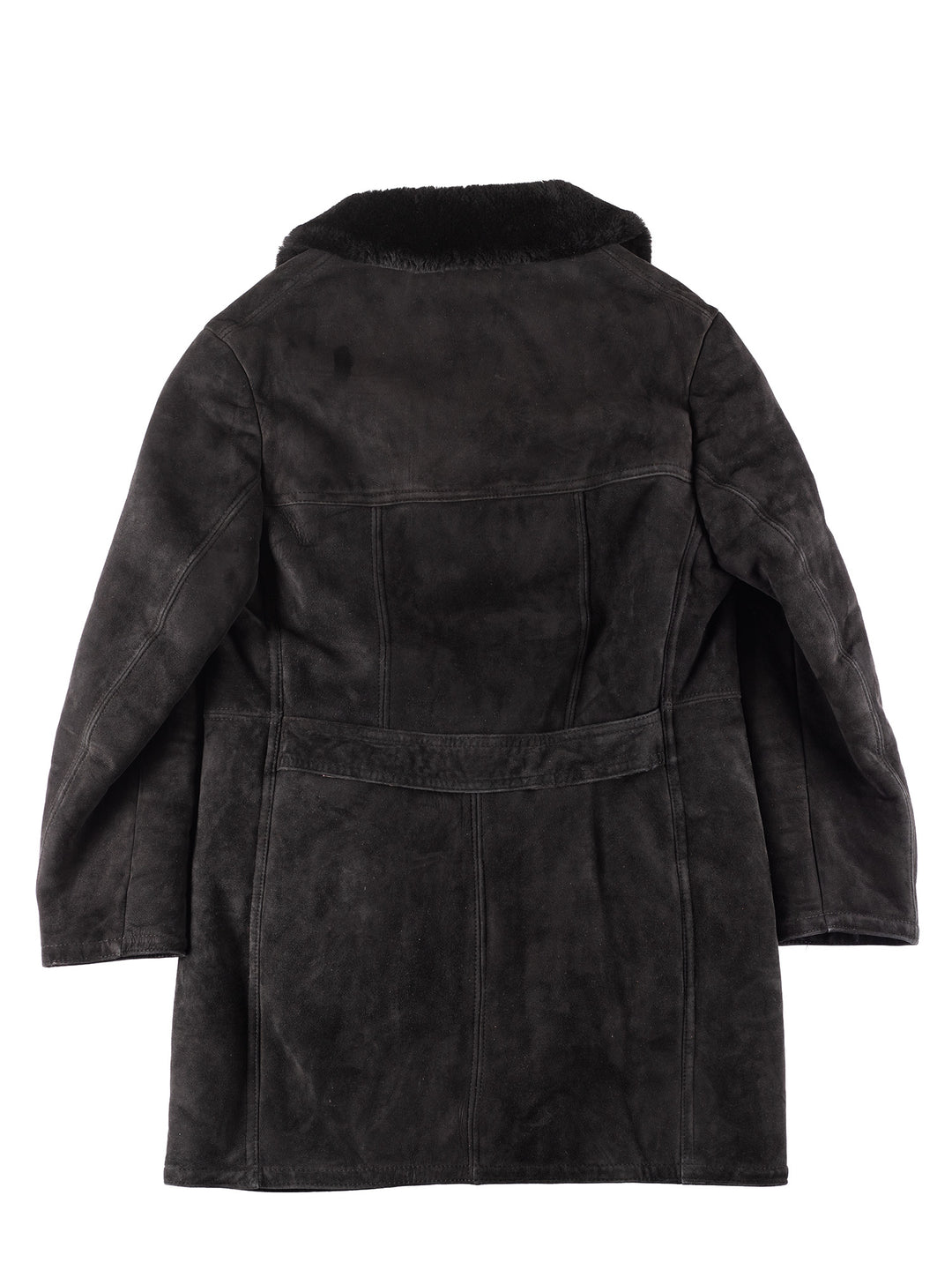 Vintage 80's Men Sheepskin Coat in Black