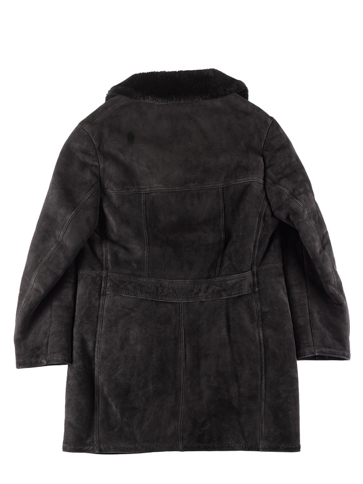 Vintage 80's Men Sheepskin Coat in Black