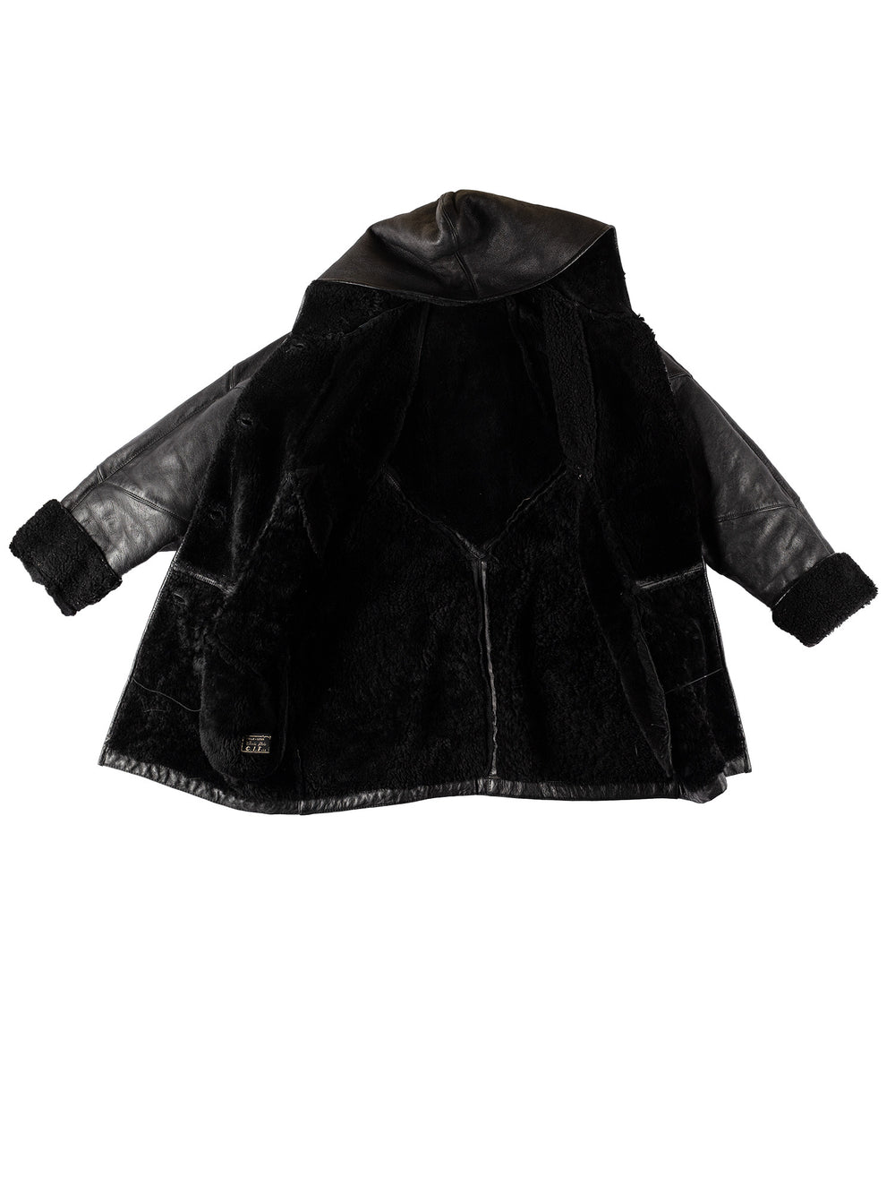 Vintage 80's Women Sheepskin Coat in BlackMN525