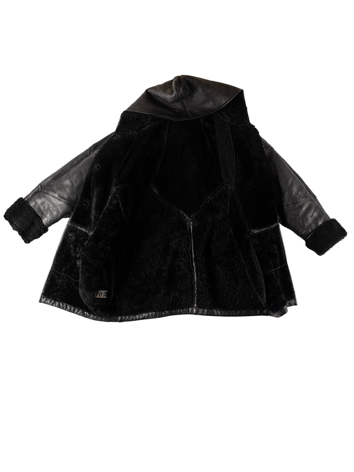 Vintage 80's Women Sheepskin Coat in BlackMN525