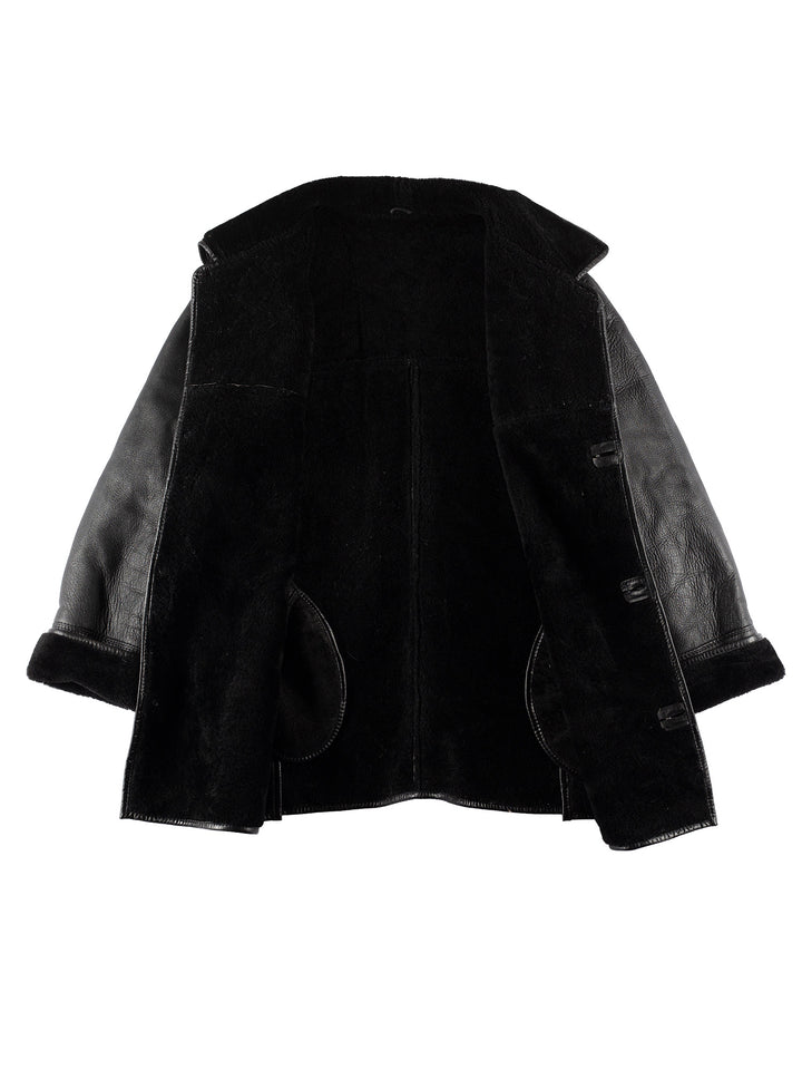 Vintage 80's Men Sheepskin Coat in BlackVN485
