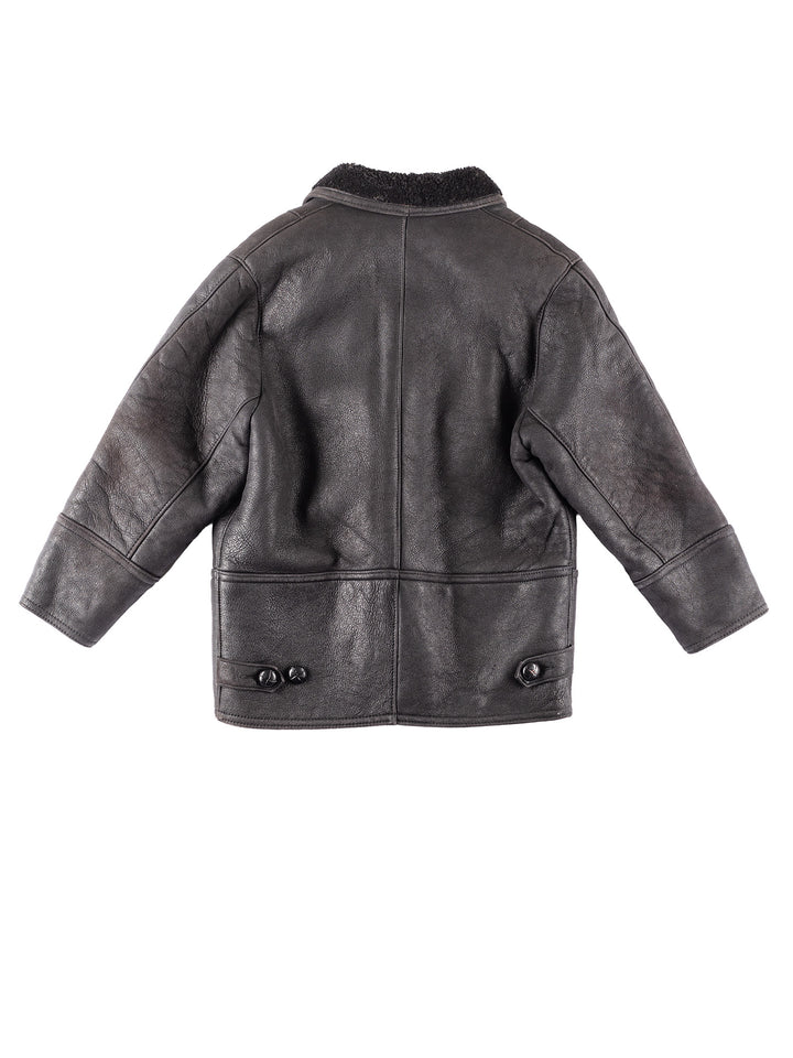 Vintage 90's Women Sheepskin Coat in Black