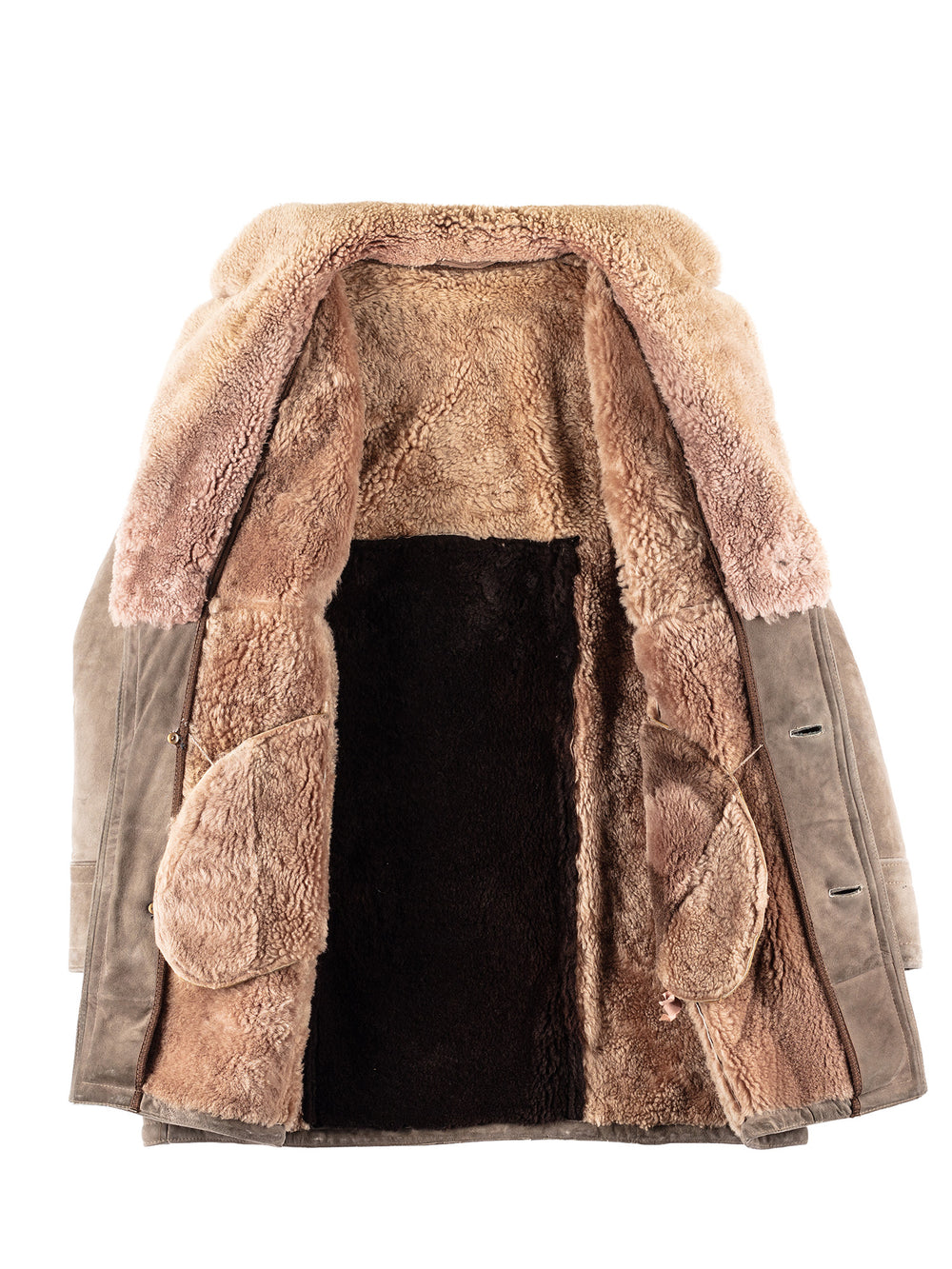 Vintage 80's Men Sheepskin Coat in Gray