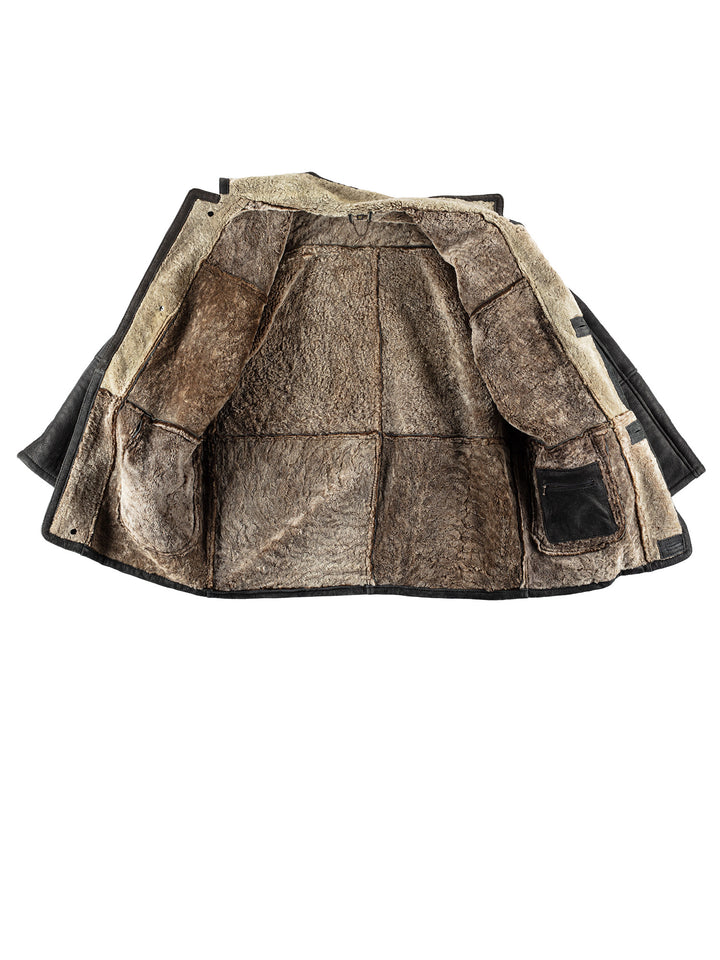 Vintage 80's Men Sheepskin Coat in BlackVN505