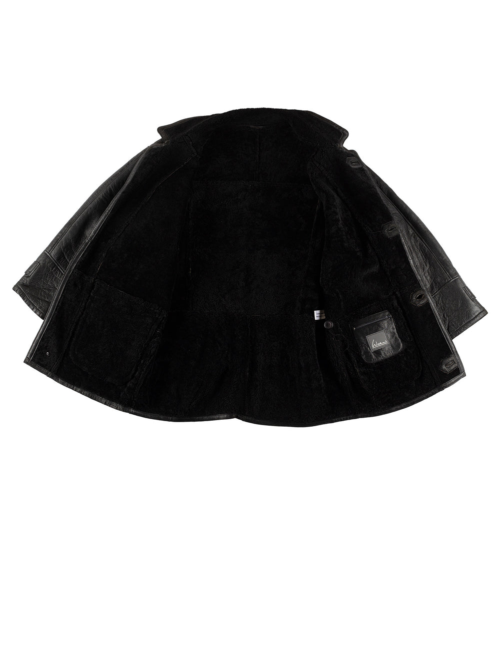 Vintage 80's Men Sheepskin Coat in BlackVN502