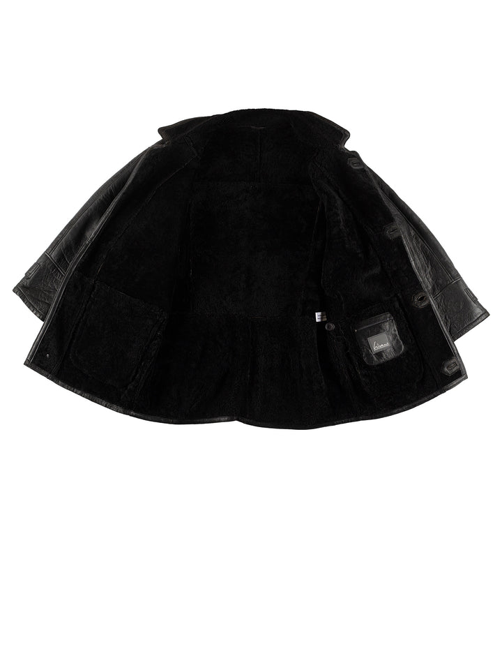 Vintage 80's Men Sheepskin Coat in BlackVN502