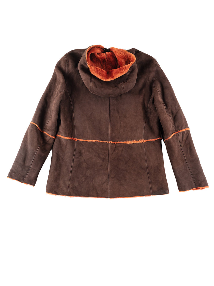 Vintage 00's Women Sheepskin Coat in Brown