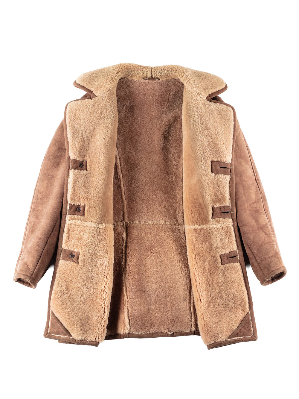 Vintage 80's Men Sheepskin Coat in Brown