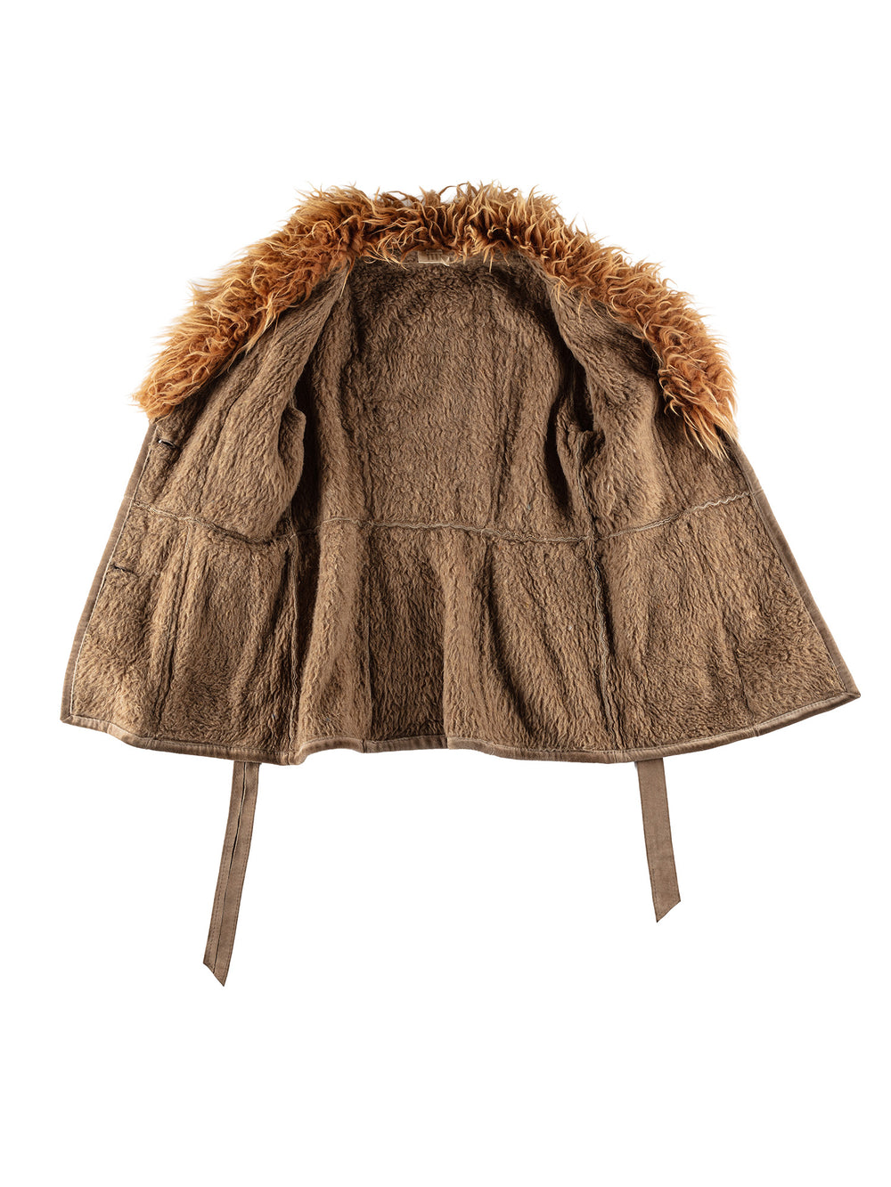 Vintage 70's Women Faux Sheepskin Coat in BeigeMN677