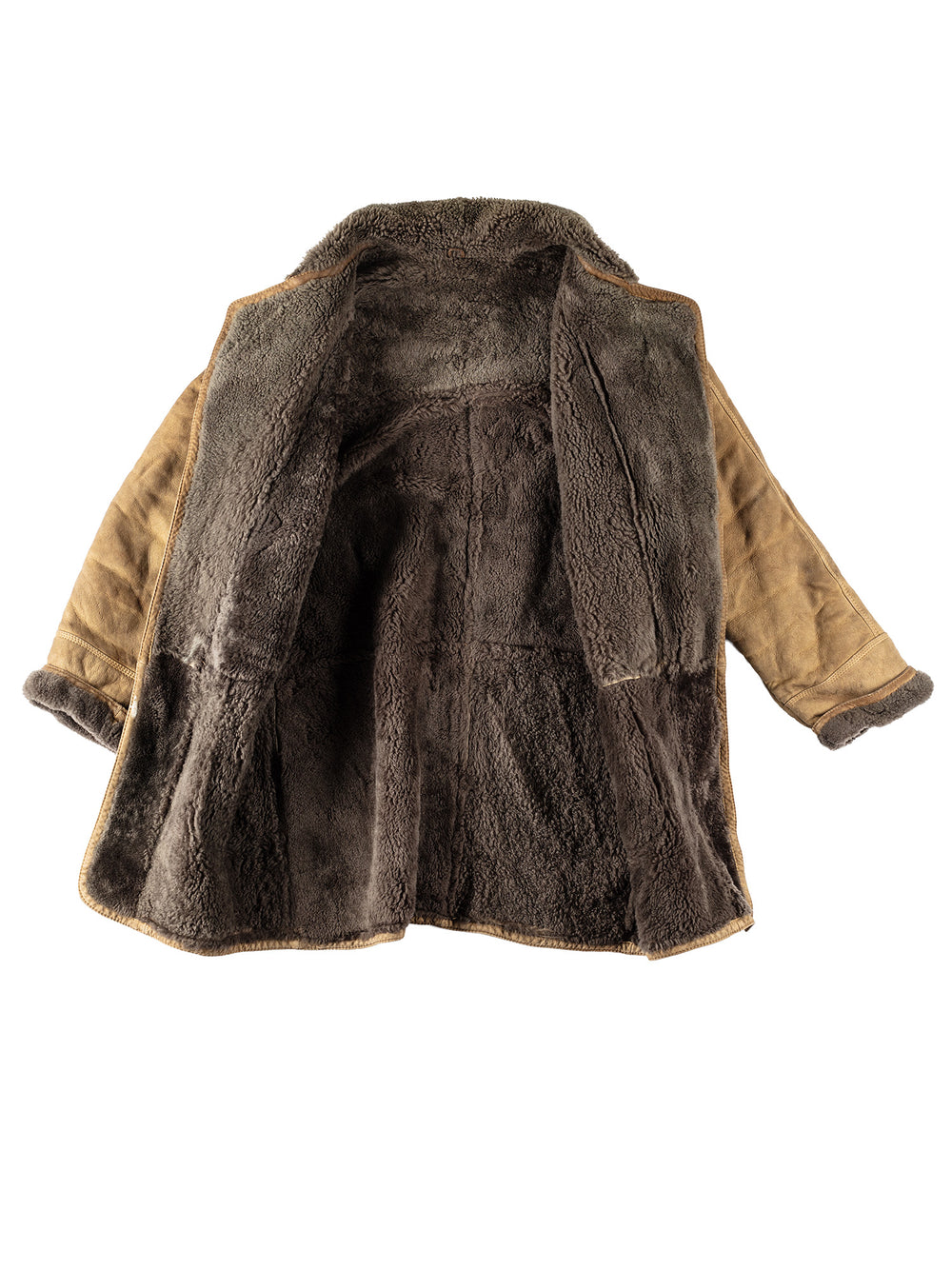 Vintage 80's Men Sheepskin Coat in KhakiVN129