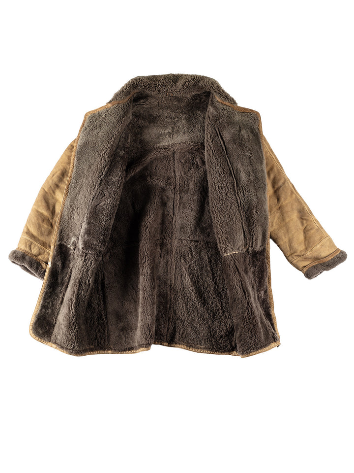 Vintage 80's Men Sheepskin Coat in KhakiVN129