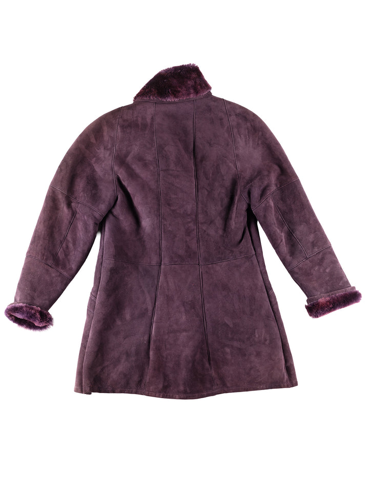 Vintage 90's Women Sheepskin Coat in Purple