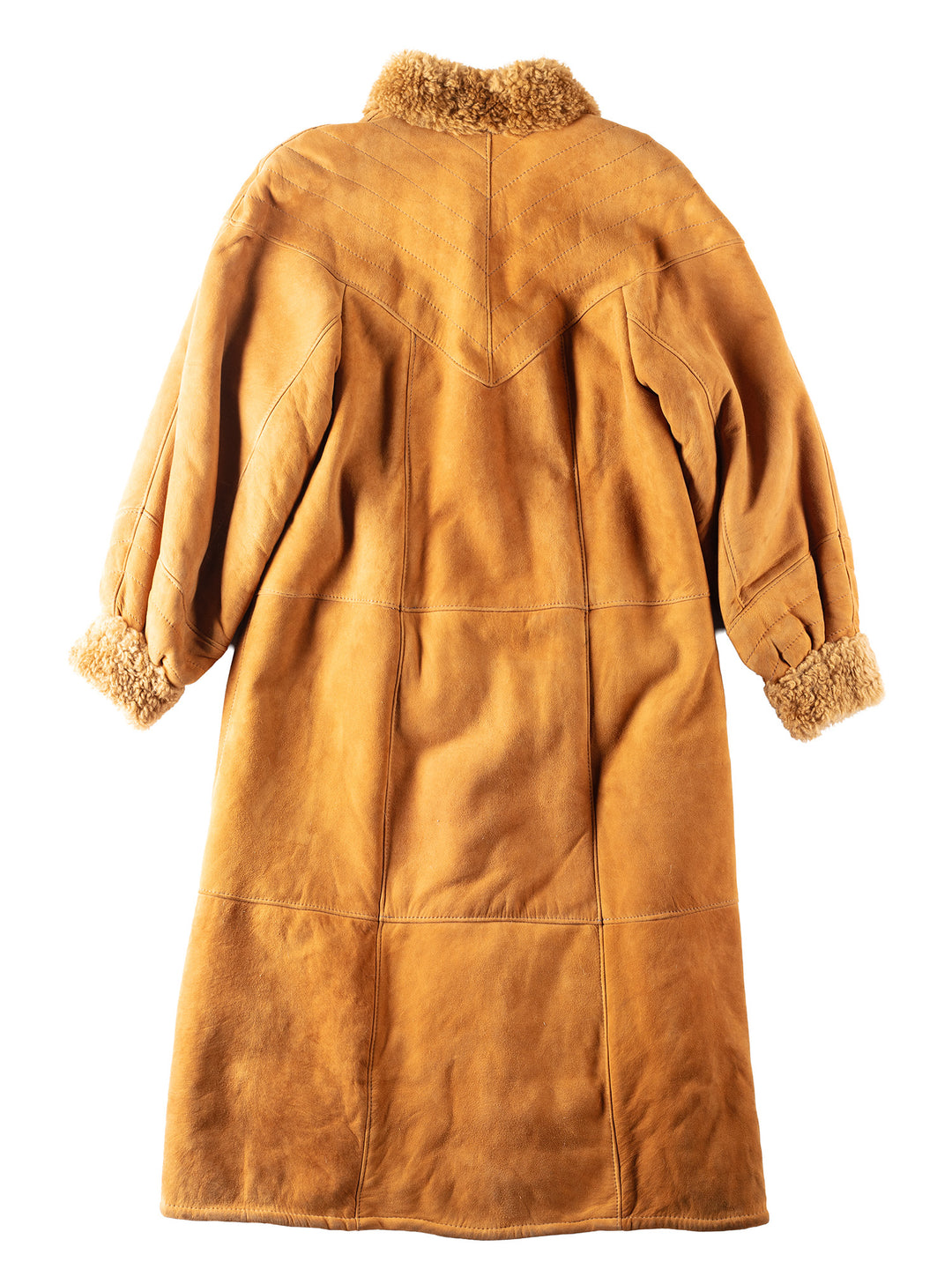 Vintage 80's Women Faux Sheepskin Coat in Brown