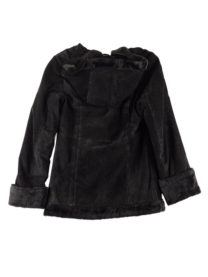 Vintage 00's Women Suede Coat in Black