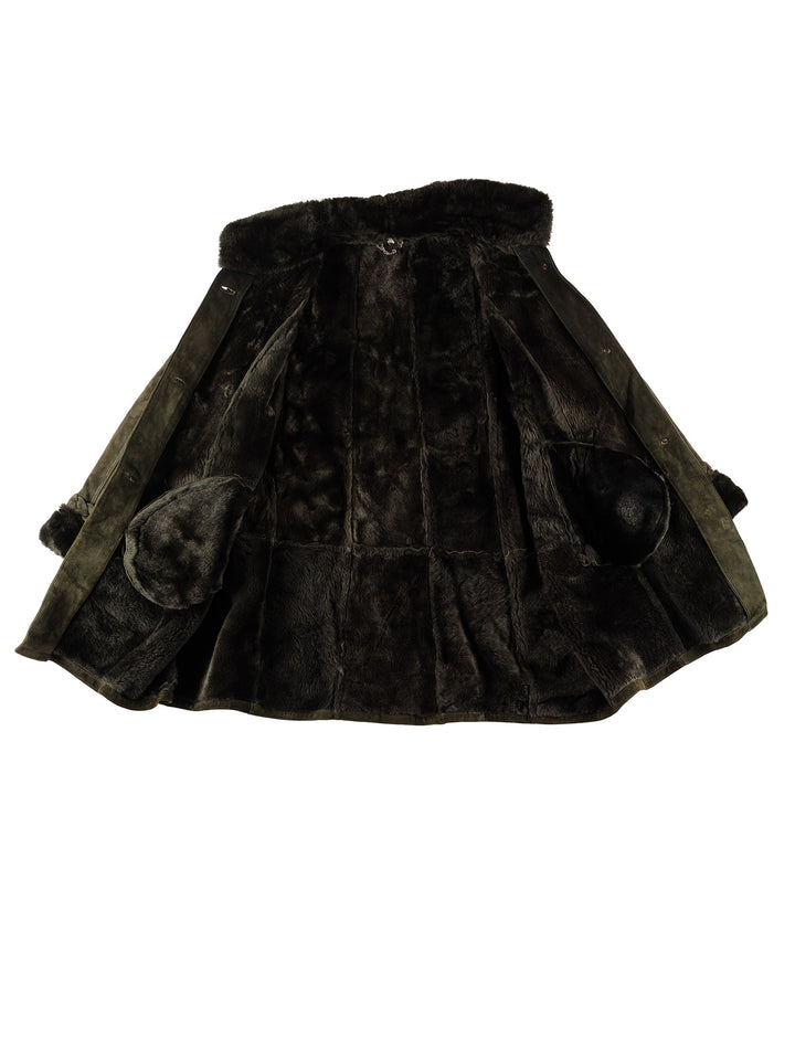 Vintage 80's Women Sheepskin Coat in GreenMN661