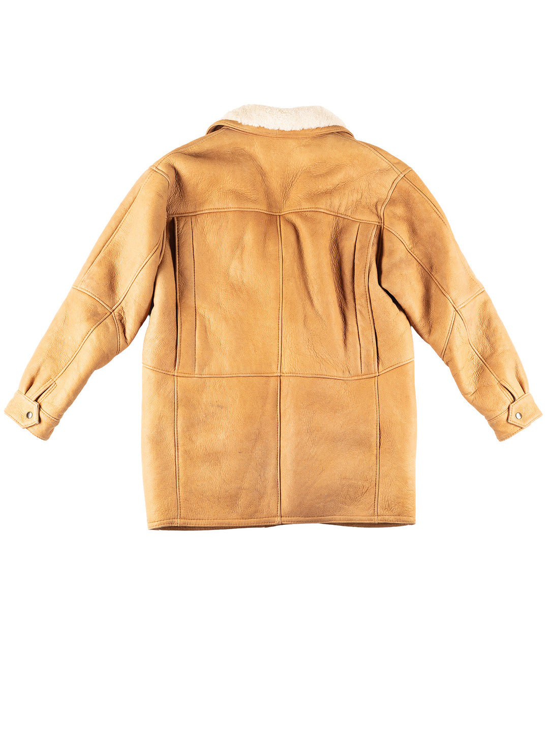 Vintage 80's Men Sheepskin Coat in Orange