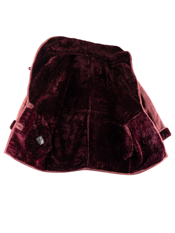 Vintage 80's Women Sheepskin Coat in RedMN426