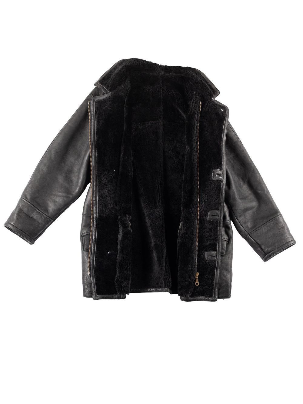 Vintage 90's Men Sheepskin Coat in Black