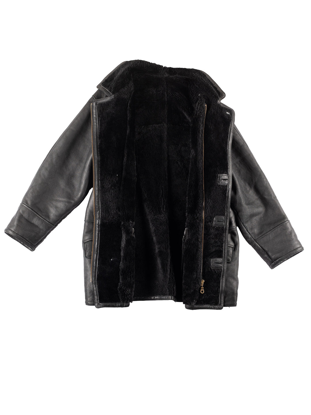 Vintage 90's Men Sheepskin Coat in Black