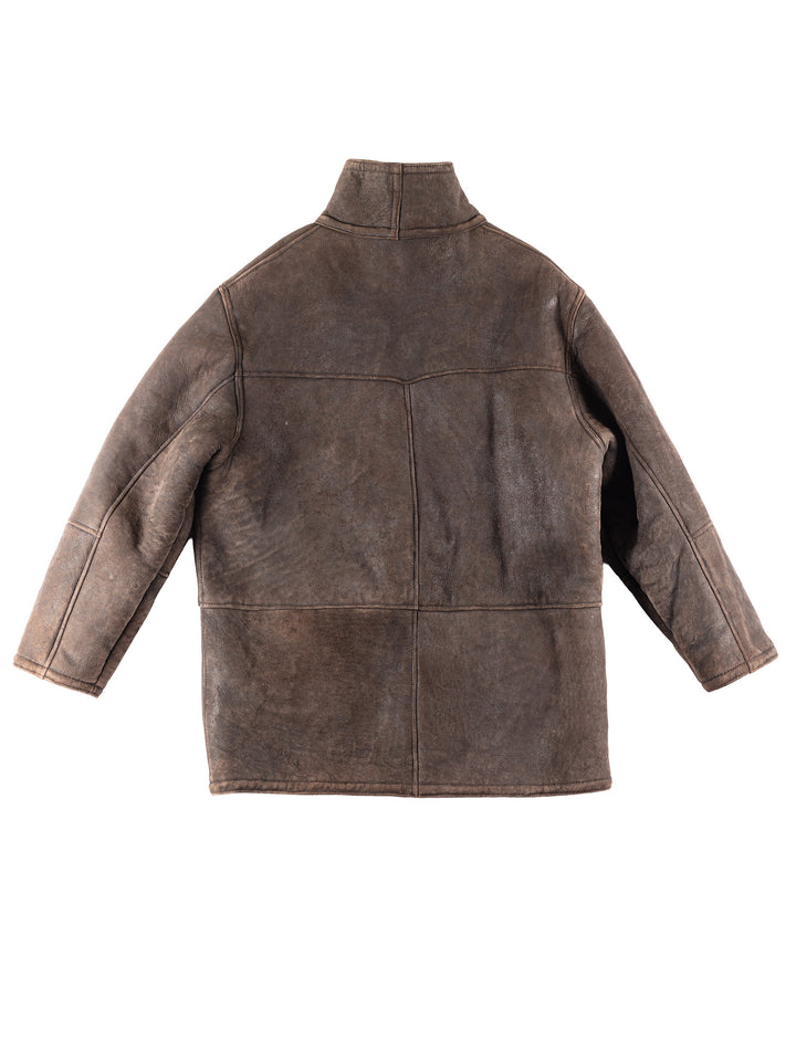 Vintage 80's Men Sheepskin Coat in Brown