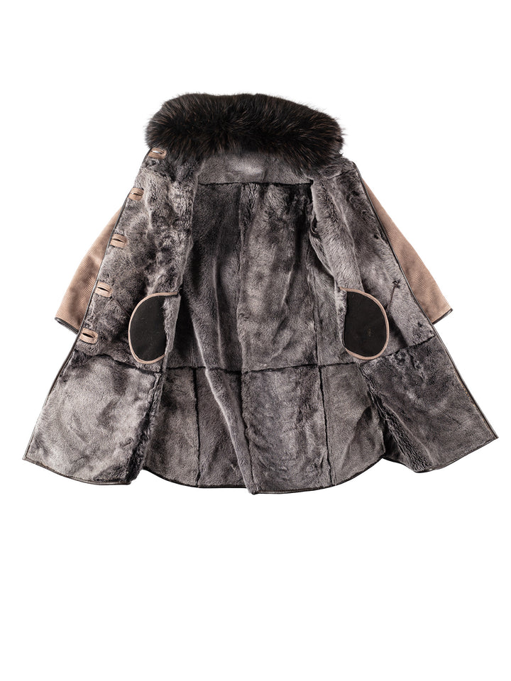Vintage 90's Women Sheepskin Coat in BeigeMN218