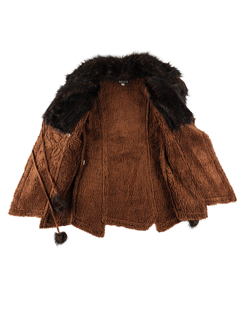 Vintage 70's Women Faux Sheepskin Coat in BrownMN653