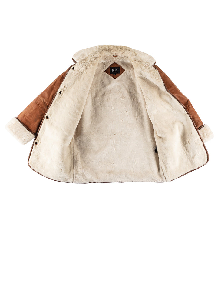 Vintage 80's Women Faux Sheepskin Coat in BrownMN358