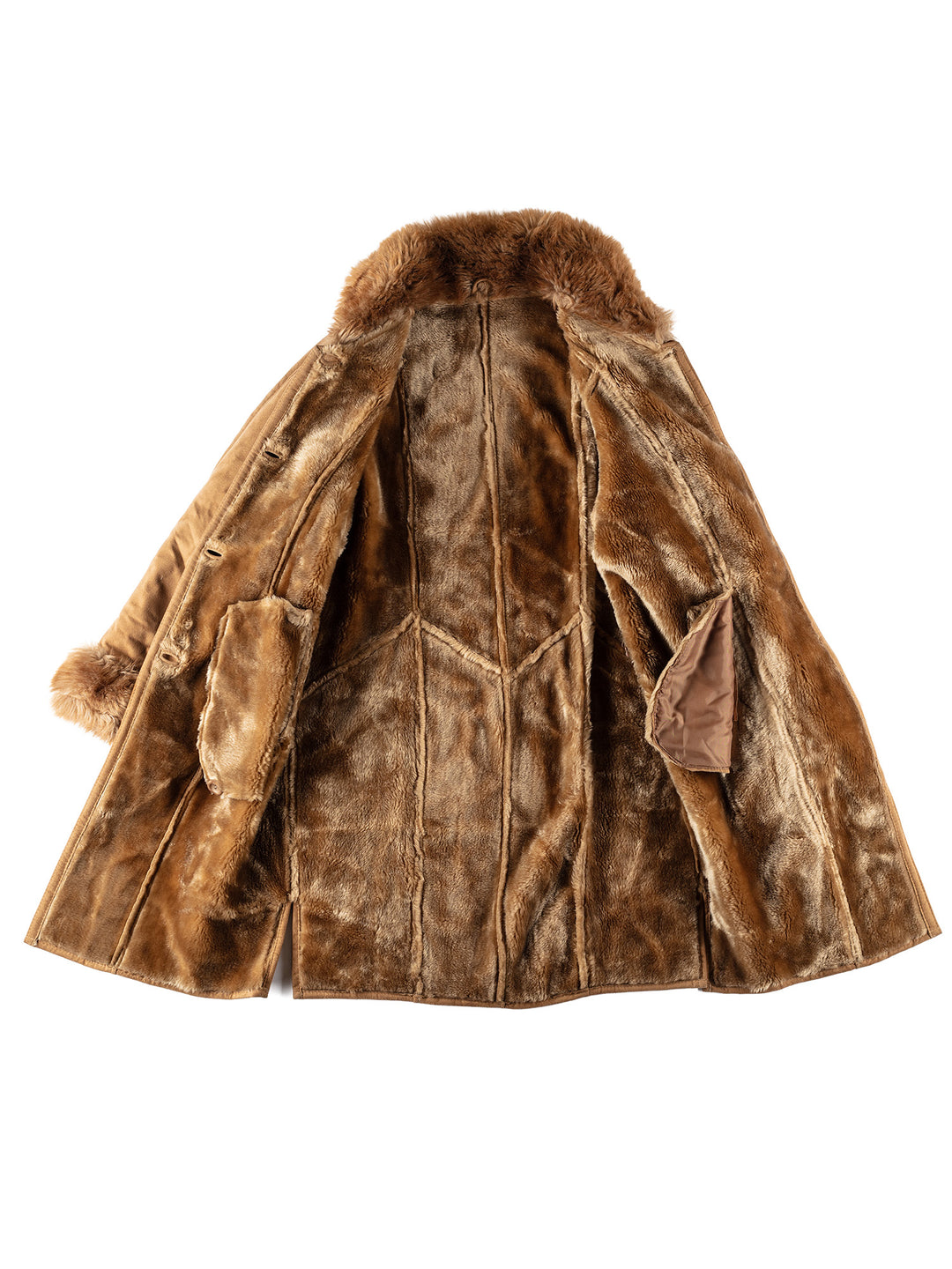 Vintage 70's Women Faux Sheepskin Coat in BeigeMN510