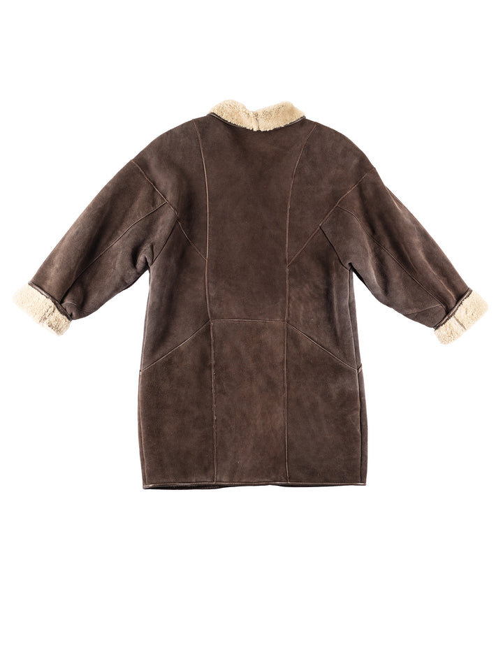 Vintage 80's Women Sheepskin Jacket in Brown