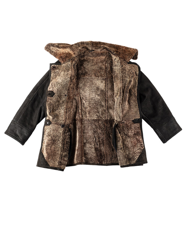 Vintage Women Sheepskin Coat in BlackMN138