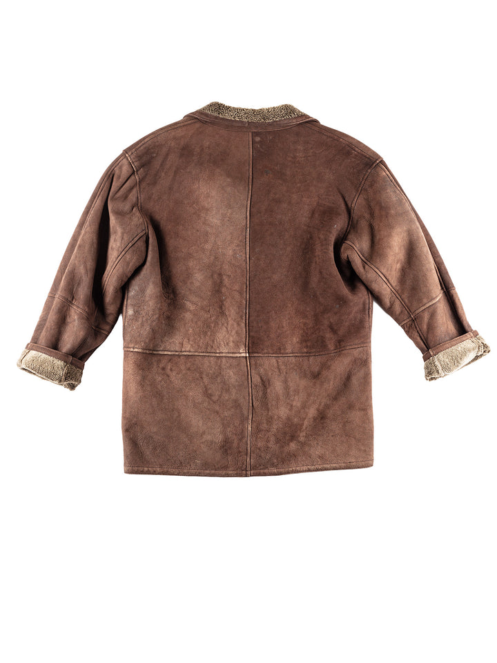 Vintage 80's Men Sheepskin Coat in Brown