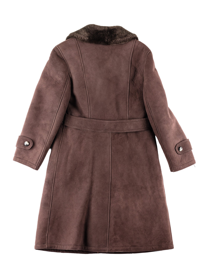 Vintage 80's Women Sheepskin Coat in Brown