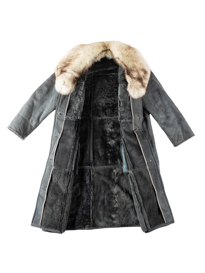 Vintage 70's Women Sheepskin Coat in GrayMN184