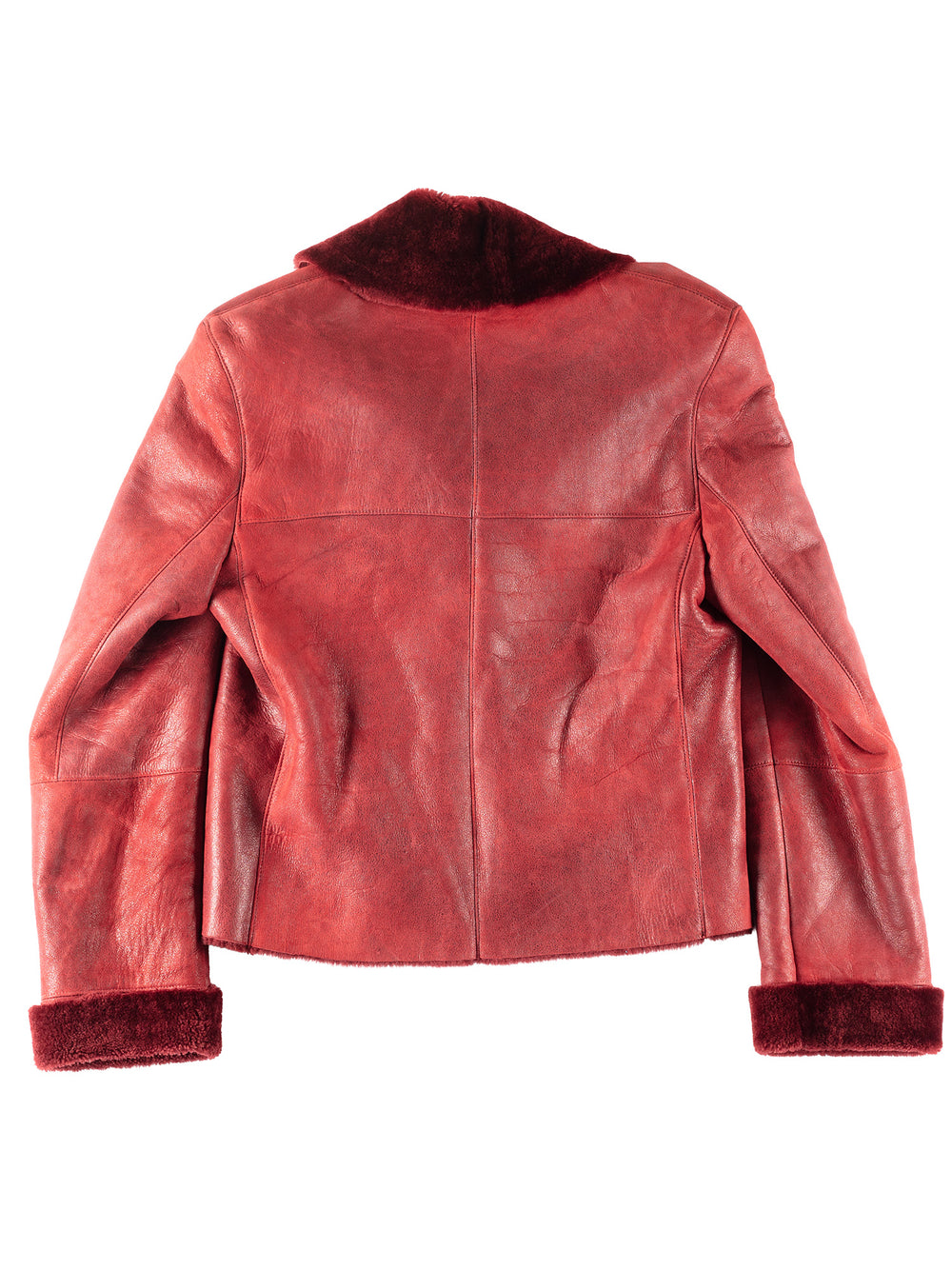 Vintage 90's Women Sheepskin Jacket in Red