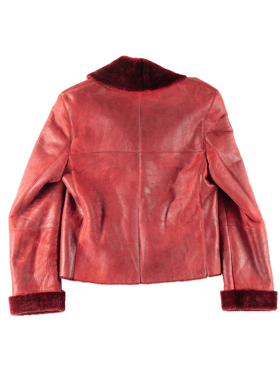 Vintage 90's Women Sheepskin Jacket in Red