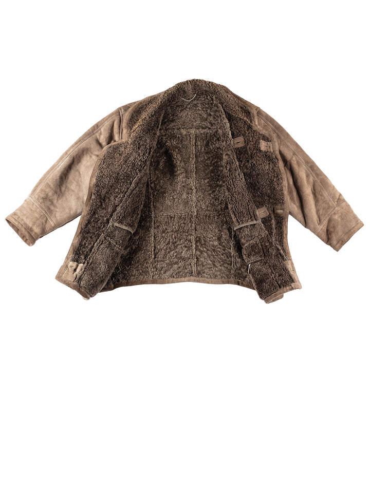 Vintage 80's Men Sheepskin Coat in GrayVN222