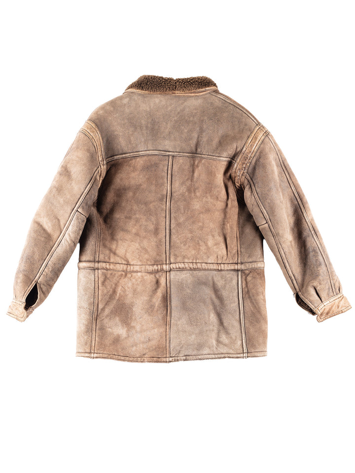 Vintage 80's Men Sheepskin Coat in Brown