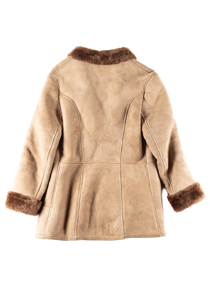 Vintage 90's Women Sheepskin Coat in Beige