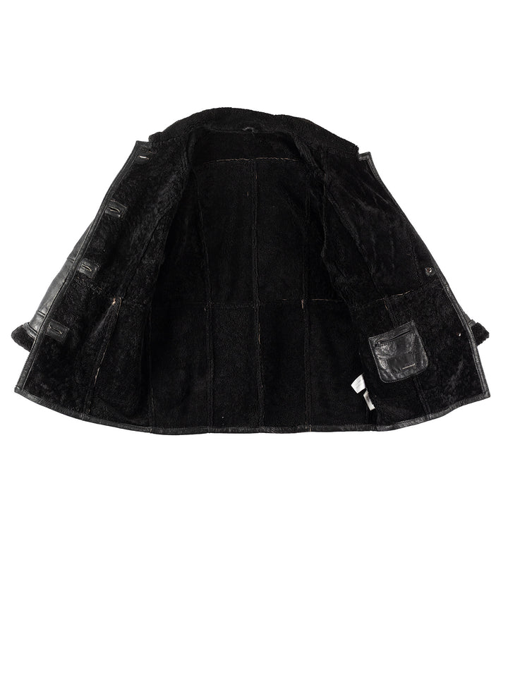 Vintage 90's Women Sheepskin Coat in BlackMN203