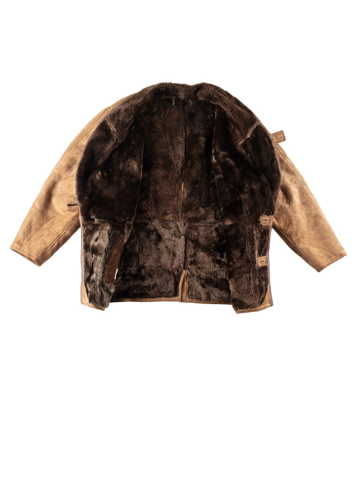 Vintage 80's Men Sheepskin Coat in BrownVN250