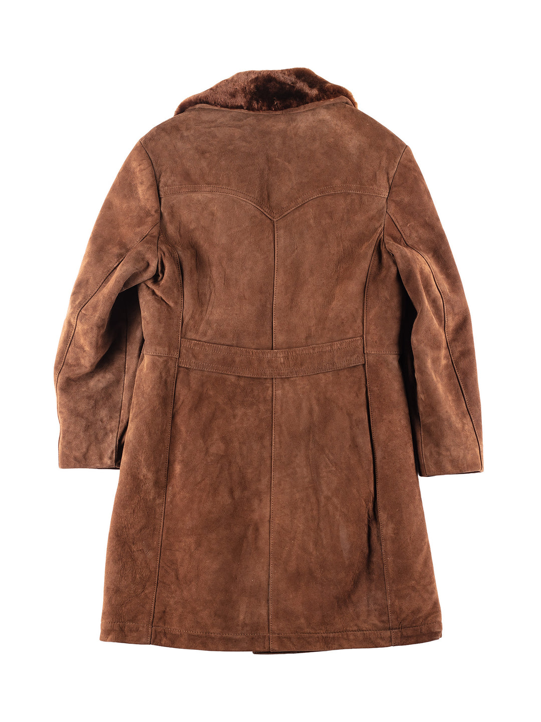 Vintage 70's Men Faux Sheepskin Coat in Brown