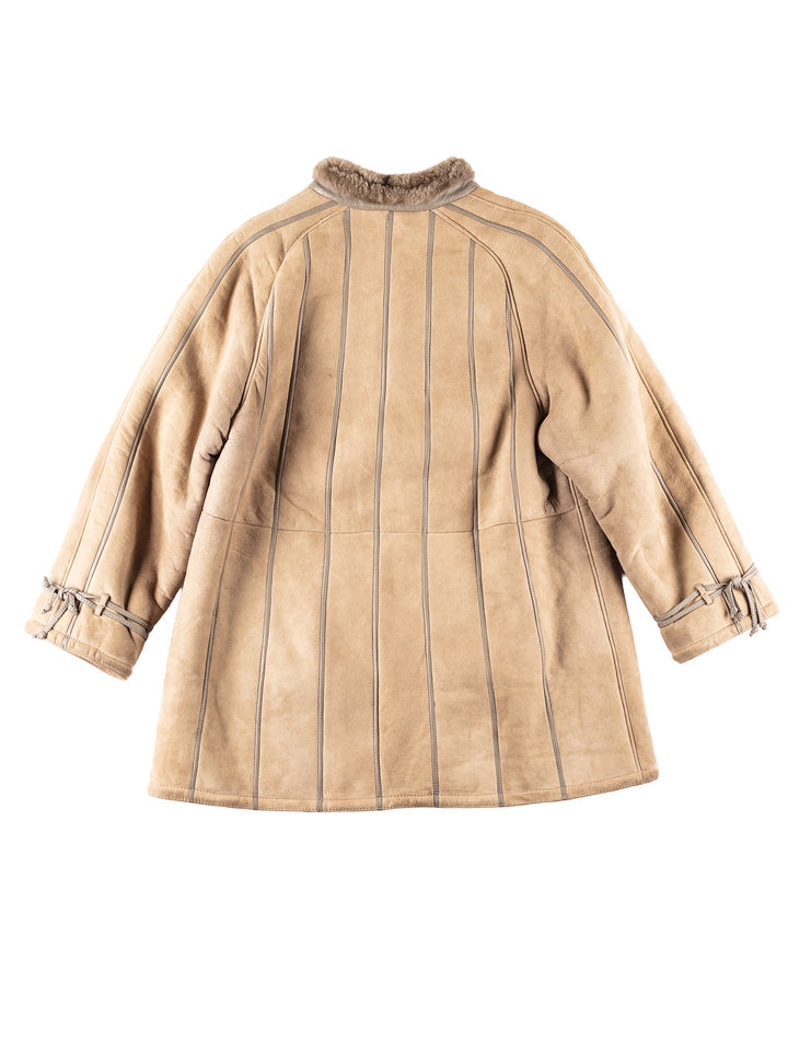 Vintage 80's Women Sheepskin Coat in Beige
