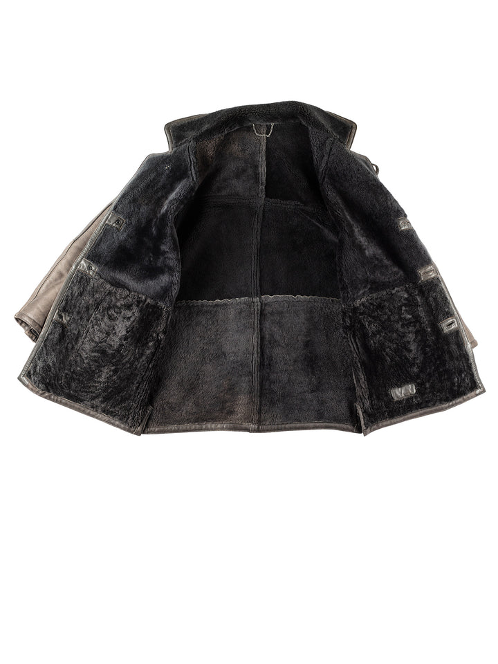 Vintage 80's Men Sheepskin Vest in GrayVN211