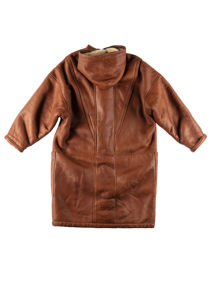Vintage 80's Women Sheepskin Coat in Brown