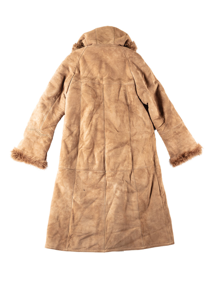 Vintage 90's Women Sheepskin Coat in Brown