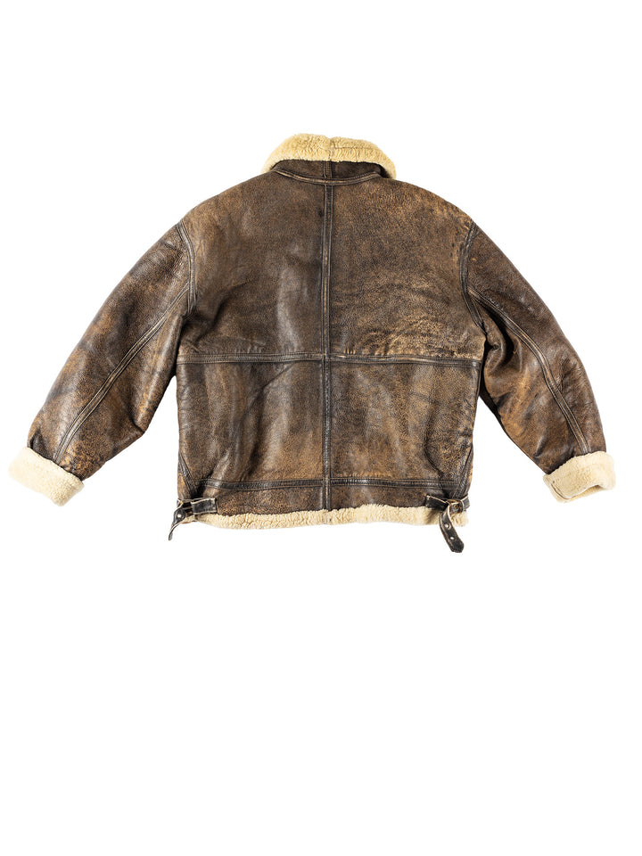 Vintage 80's Men Sheepskin Jacket in BrownVN103