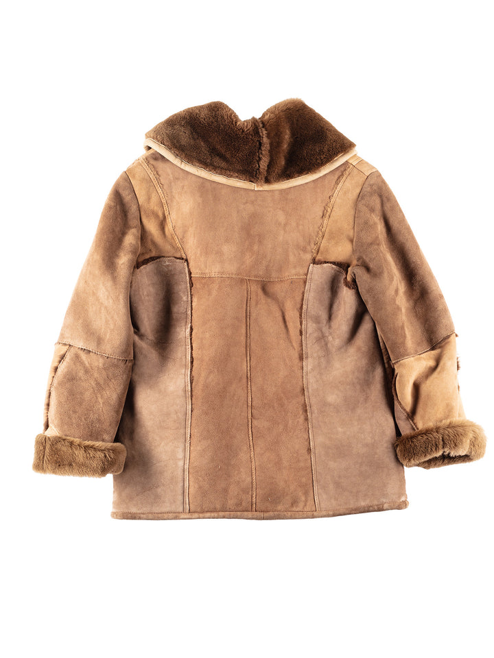 Vintage 80's Women Sheepskin Coat in Brown
