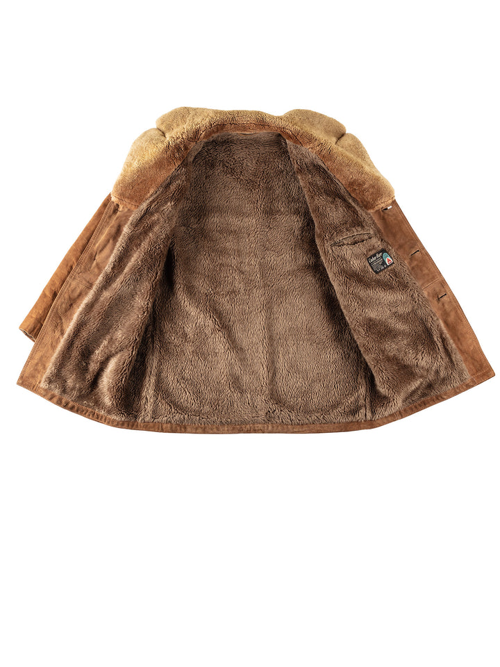 Vintage 80's Men Faux Sheepskin Coat in BrownVN350