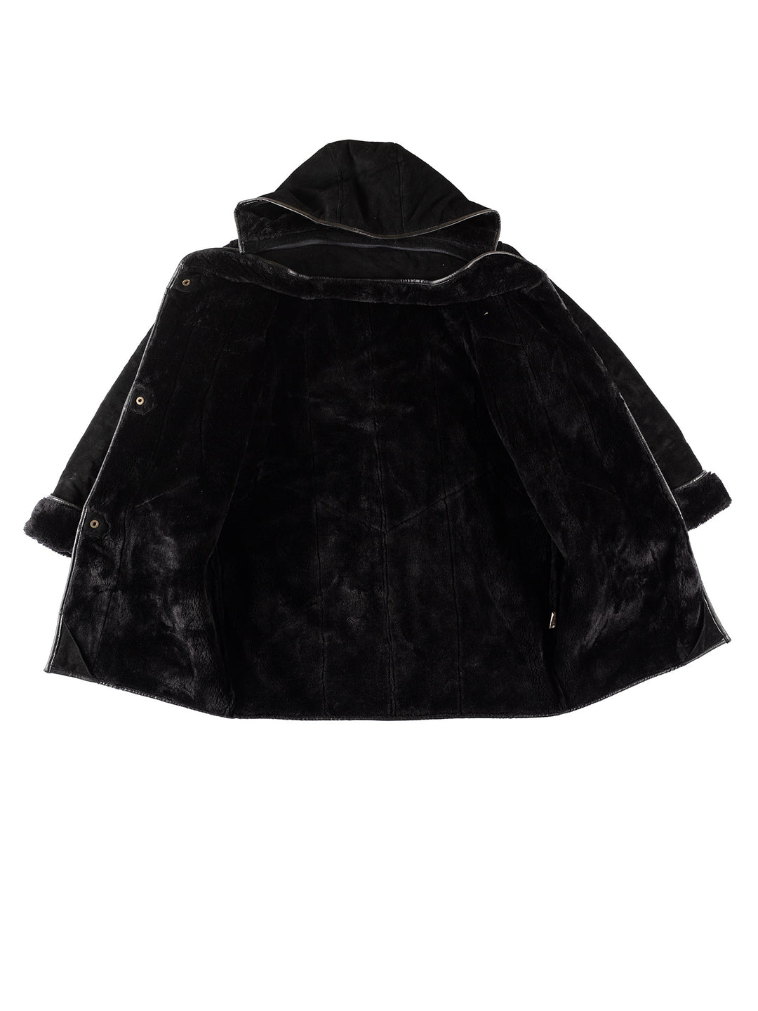 Vintage 90's Women Faux Sheepskin Coat in BlackMN204