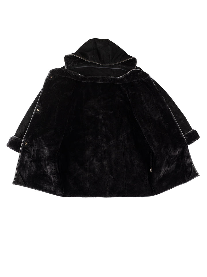 Vintage 90's Women Faux Sheepskin Coat in BlackMN204